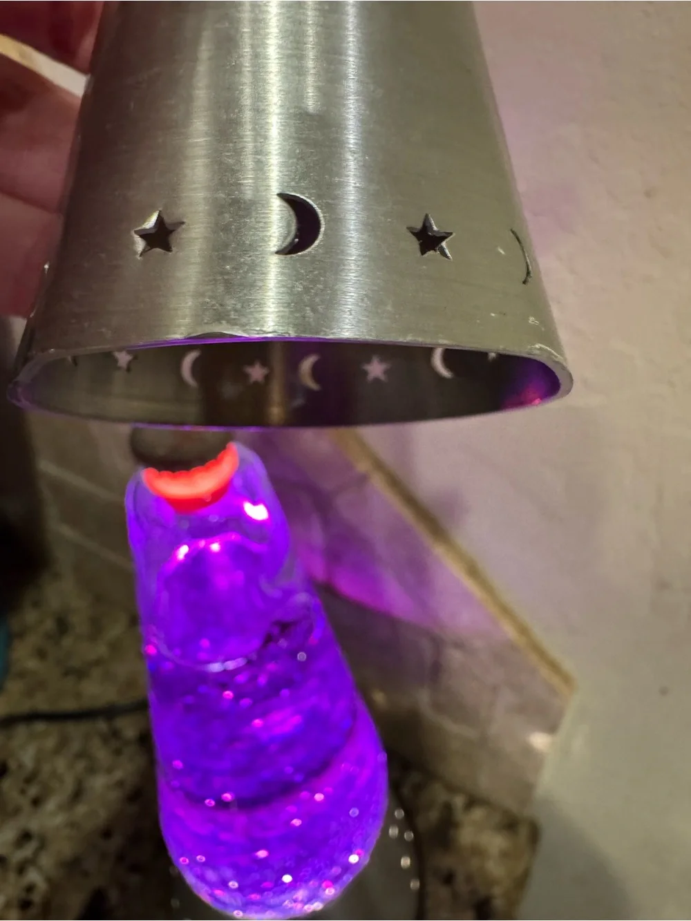 Vintage Original Lava Lite Wizard Glitter Lamp Purple Liquid Moon  Stars Works!